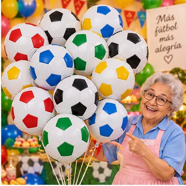 RI-0009143 Set de 15 Globos de Fútbol Multicolor Feliz