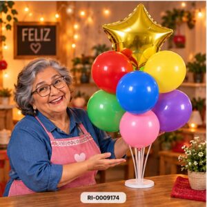 RI-0009174 Set de 7 Globos Multicolor con Estrella Feliz
