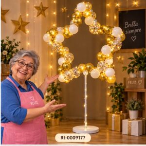 RI-0009177 Soporte para Globos Estrella de 160 cm Feliz