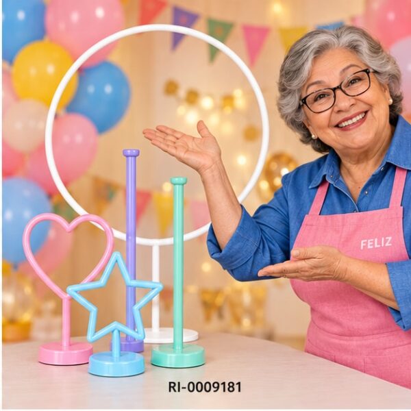 RI-0009181 Set de 5 Accesorios para Globos Multicolor de 55 cm Feliz