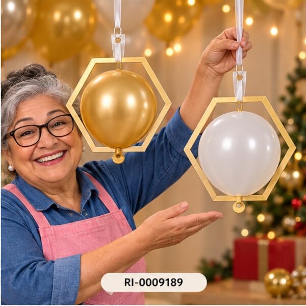 RI-0009189 Set de 2 Colgantes Hexagonales para Globos de 8,5 cm Feliz