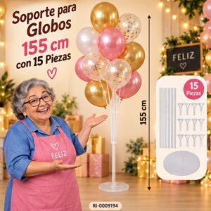 RI-0009194 Soporte para Globos de 155 cm con 15 Piezas Feliz