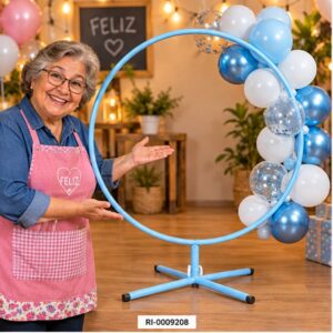 RI-0009208 Soporte Circular Celeste para Globos de 90 cm Feliz