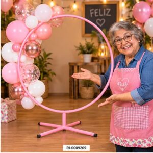 RI-0009209 Soporte Circular Rosado para Globos de 90 cm Feliz