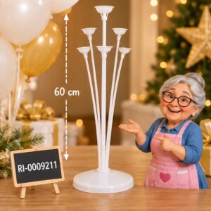 RI-0009211 Soporte para Globos Blanco de 60 cm Feliz