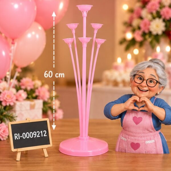 RI-0009212 Soporte para Globos Rosado de 60 cm Feliz
