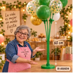 RI-0009214 Soporte para Globos Verde de 60 cm Feliz