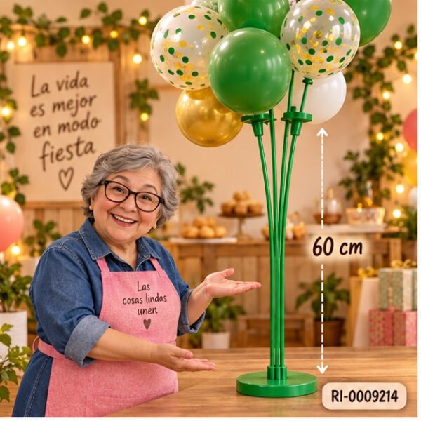 RI-0009214 Soporte para Globos Verde de 60 cm Feliz
