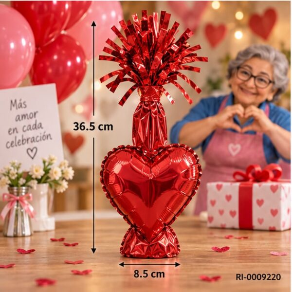 RI-0009220 Peso para Globos Diseño Corazón de 36,5 x 8,5 cm Feliz
