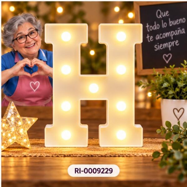 Letra LED H Feliz