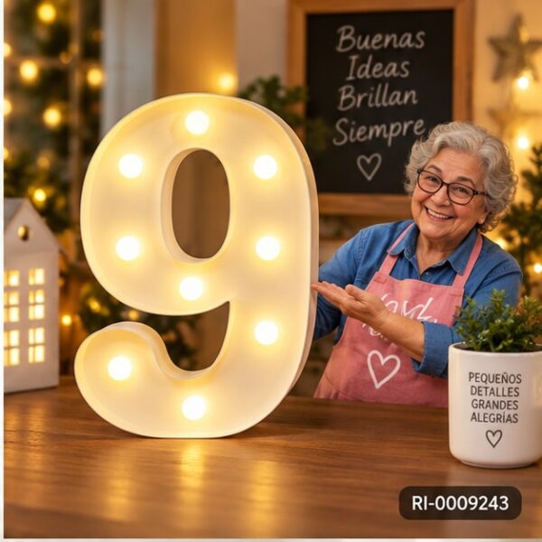 Número LED 9 Feliz