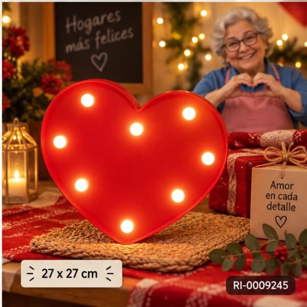 RI-0009245 Lámpara LED Forma Corazón de 27 x 27 cm Feliz