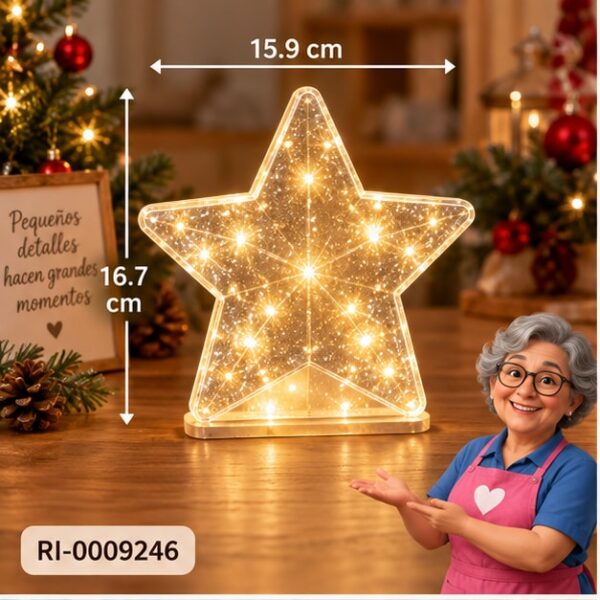RI-0009246 Lámpara LED Forma Estrella de 15,9 x 16,7 cm Feliz