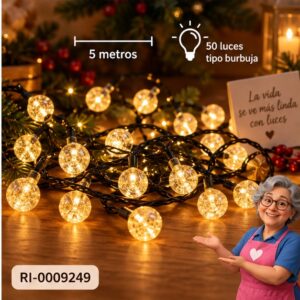 RI-0009249 Cadena de 50 Luces Cálidas de 5 m Feliz