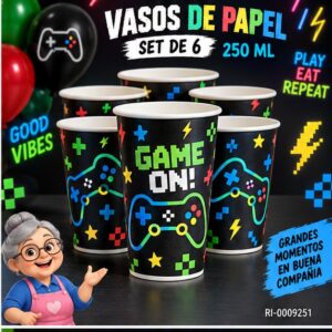 RI-0009251 Set de 6 Vasos Gamer de 250 ml Feliz