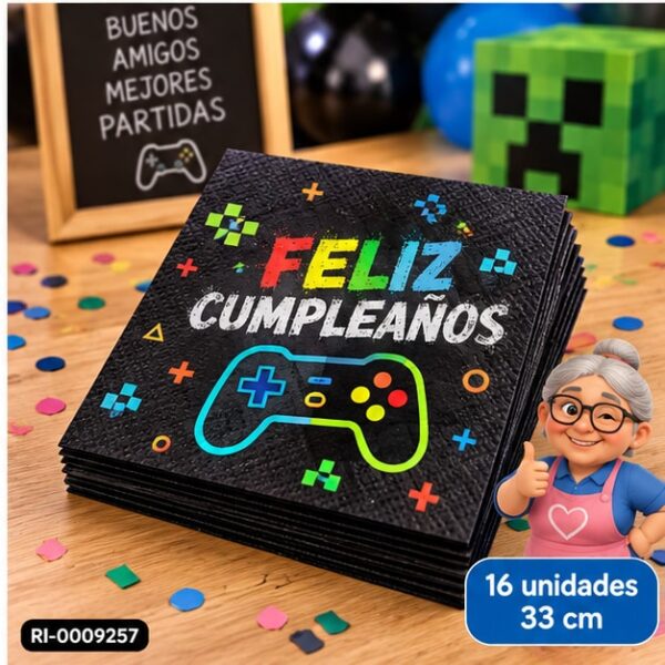 RI-0009257 Set de 16 Servilletas Feliz Cumpleaños de 33 cm Feliz