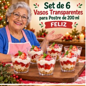 RI-0009338 Set de 6 Vasos Transparentes para Postre de 200 ml Feliz