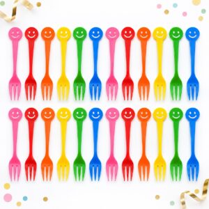 RI-0009411 Set de 24 Tenedores Multicolor para Cóctel de 11 cm Feliz