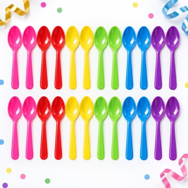 RI-0009414 Set de 24 Cucharas Multicolor para Fiesta de 10,5 cm Feliz