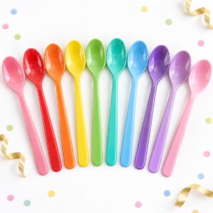 RI-0009417 Set de 10 Cucharas Multicolor Decorativas para Pastel Feliz