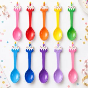 RI-0009418 Set de 10 Tenedores Multicolor para Pastel de 11 cm Feliz