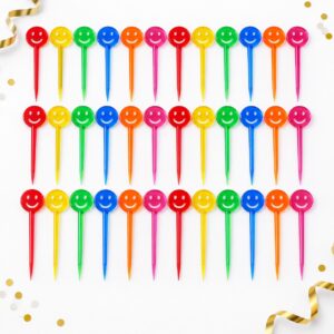 RI-0009423 Set de 40 Pinchos Multicolor para Cóctel de 9 cm Feliz