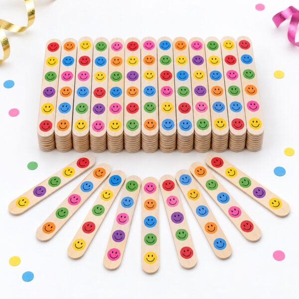 RI-0009424 Set de 50 Palitos de Cartón para Manualidades de 10 cm Feliz