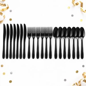 RI-0009428 Set de 21 Cubiertos Plásticos Negros para Fiesta Feliz