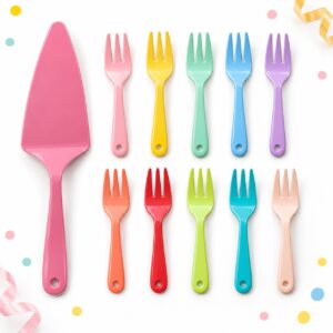 RI-0009435 Set de 11 Cubiertos Multicolor Redondos para Torta Feliz