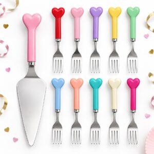 RI-0009437 Set de 11 Cubiertos Multicolor con Corazón para Torta Feliz