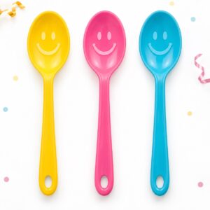 RI-0009439 Set de 3 Cucharas Plásticas de 21 cm Feliz