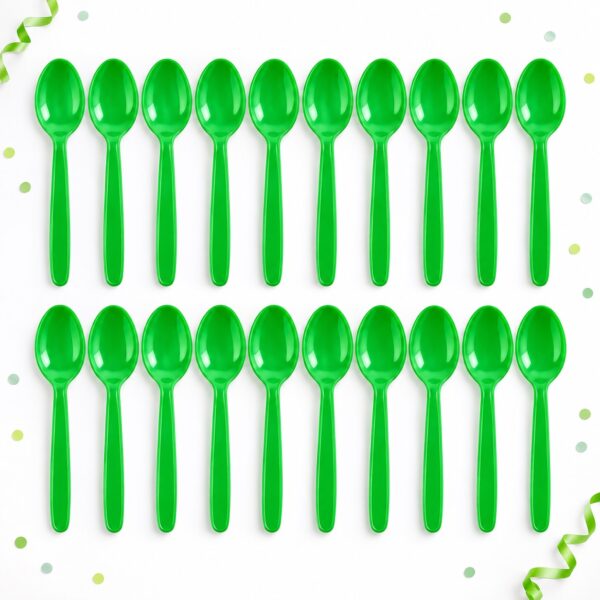 RI-0009450 Set de 20 Cucharas Plásticas Verdes de 14,5 cm Feliz