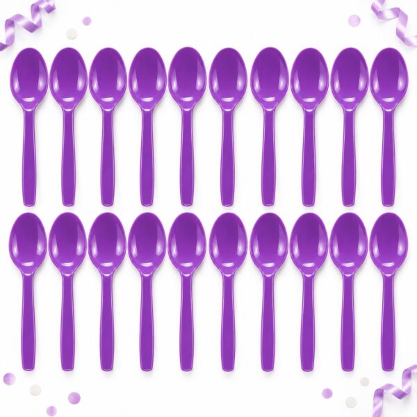 RI-0009451 Set de 20 Cucharas Plásticas Violetas de 14,5 cm Feliz