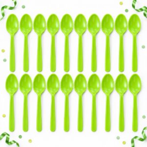 RI-0009452 Set de 20 Cucharas Plásticas Verde Lima de 14,5 cm Feliz