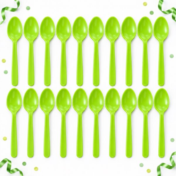 RI-0009452 Set de 20 Cucharas Plásticas Verde Lima de 14,5 cm Feliz