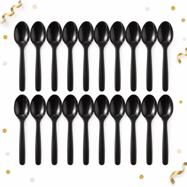 RI-0009453 Set de 20 Cucharas Plásticas Negras de 14,5 cm Feliz