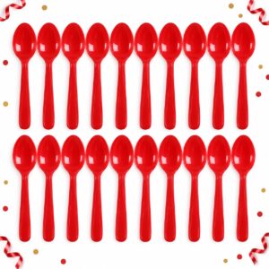 RI-0009459 Set de 20 Cucharas Plásticas Rojas de 14,5 cm Feliz