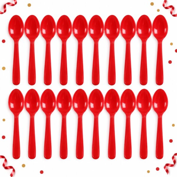 RI-0009459 Set de 20 Cucharas Plásticas Rojas de 14,5 cm Feliz