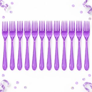 RI-0009462 Set de 12 Tenedores Plásticos Transparentes Morados de 16 cm Feliz