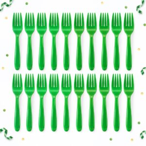 RI-0009464 Set de 20 Tenedores Plásticos Verdes de 15 cm Feliz