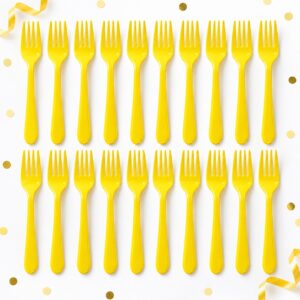 RI-0009465 Set de 20 Tenedores Plásticos Amarillos de 15 cm Feliz