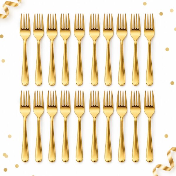 RI-0009466 Set de 20 Tenedores Plásticos Dorados de 14,5 cm Feliz