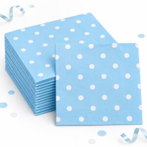 Set de 16 Servilletas Celestes con Puntos Blancos de 33 x 33 cm Feliz