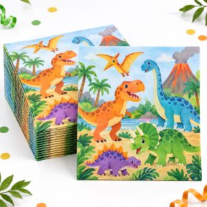 Set de 16 Servilletas con Escena de Dinosaurios de 33 cm Feliz