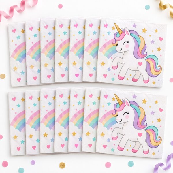 Set de 16 Servilletas con Unicornio de 33 cm Feliz