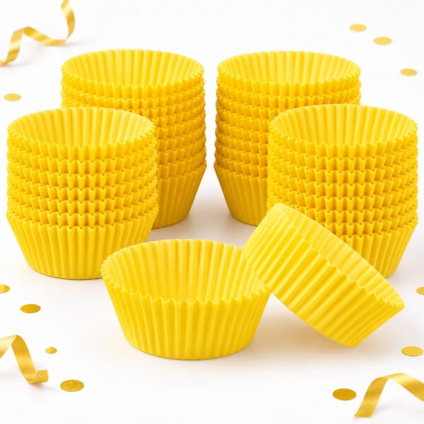 RI-0009481 Set de 100 Cápsulas Amarillas para Cupcake de 11 x 3 cm Feliz