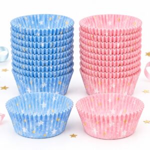 Set de 100 Cápsulas Azul y Rosado Cielo Estrellado para Cupcake de 11 x 3 cm Feliz