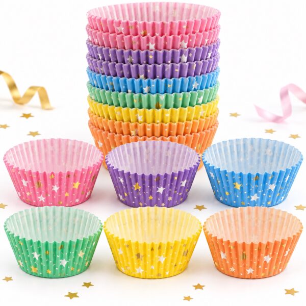 RI-0009484 Set de 100 Cápsulas Multicolor Cielo Estrellado para Cupcake de 11 x 3 cm Feliz