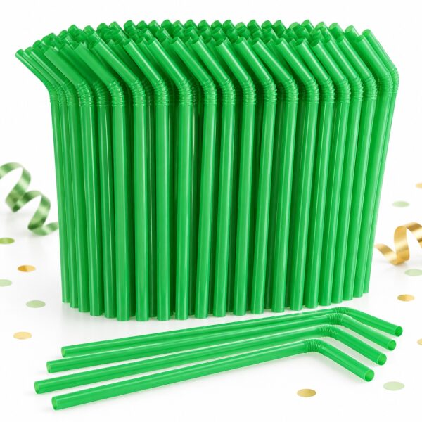 RI-0009491 Set de 100 Bombillas Plásticas Verdes de 21 cm Feliz