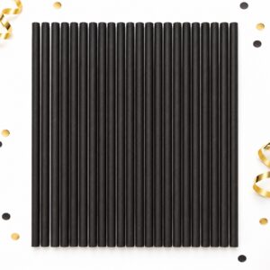 Set de 25 Bombillas de Papel Negras de 19,7 cm Feliz